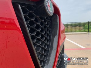 Alfa Romeo Stelvio Front V Shield Grill Frame + Emblem Frame Kit - Carbon Fiber 